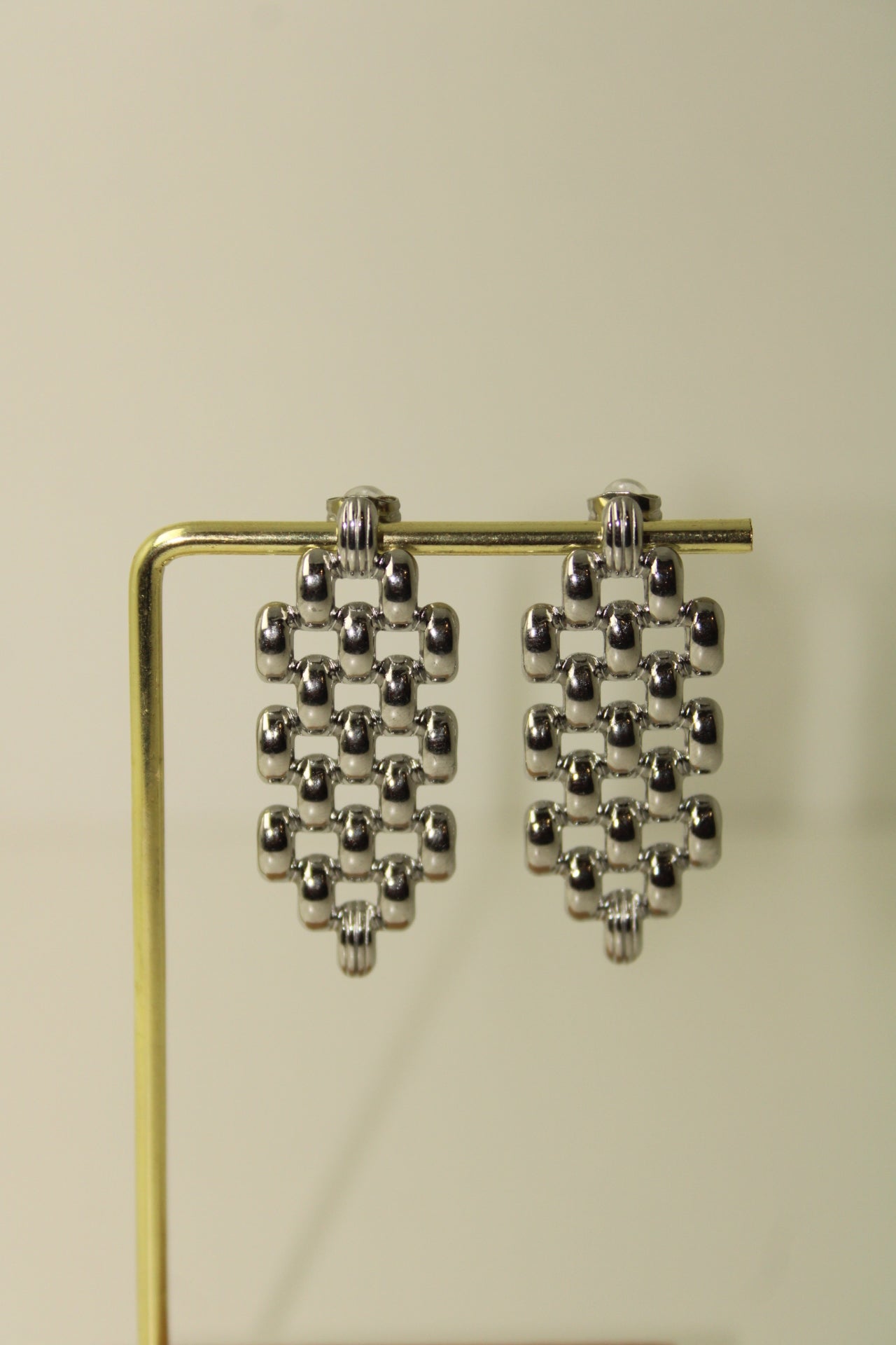 checkered silver earring