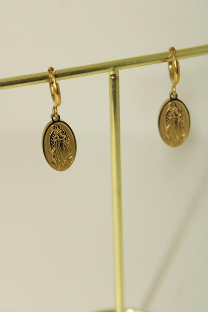 Our Lady hoop earring